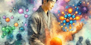 A Korean individual radiates confidence, holding a vibrant orange fruit. Surrounding them, glowing immune cells and antioxidant molecules swirl in a vibrant display of health and vitality. A powerful symbol of Korean well-being and the body's natural defense system.